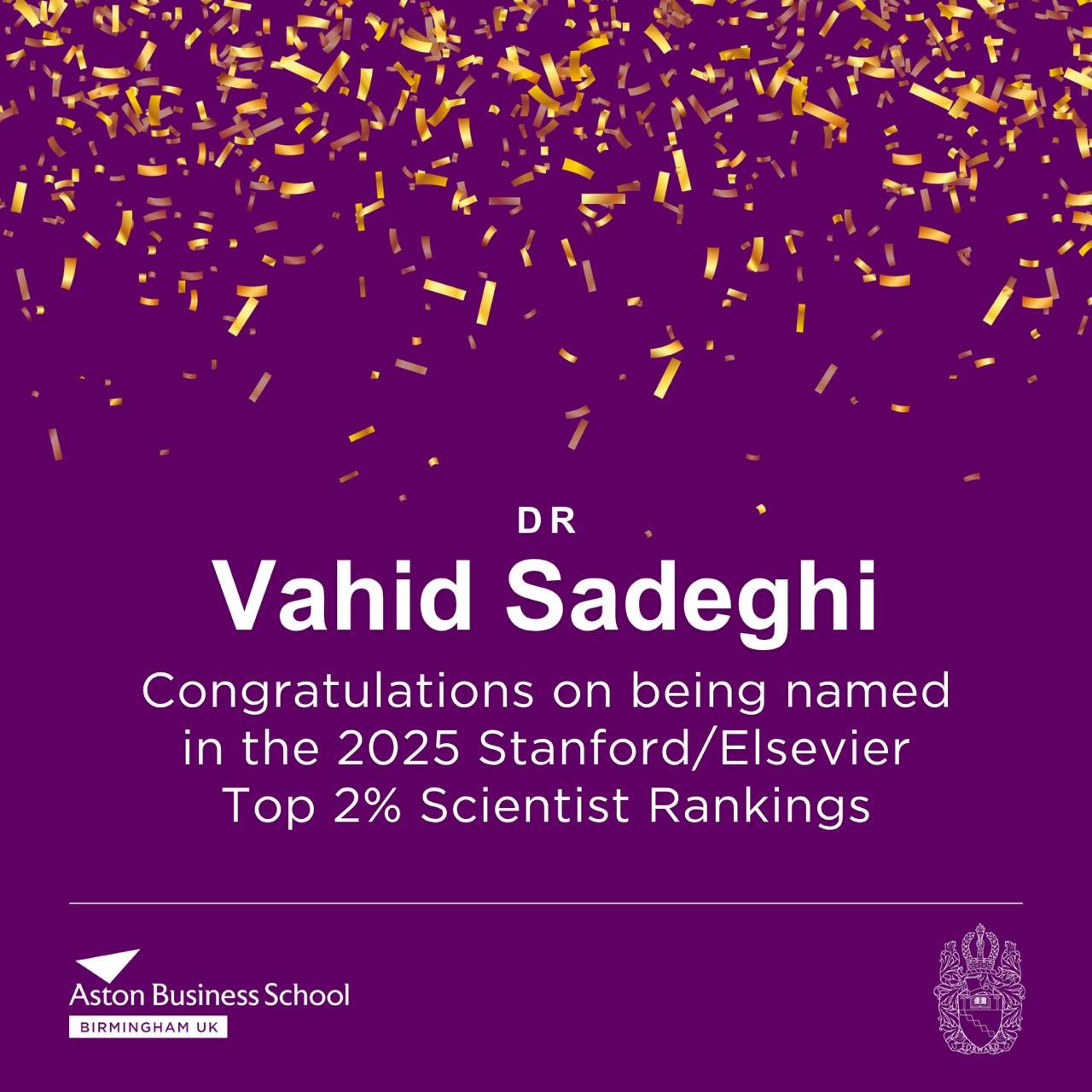 Named in the 2025 Stanford and Elsevier top two percent of scientists worldwide